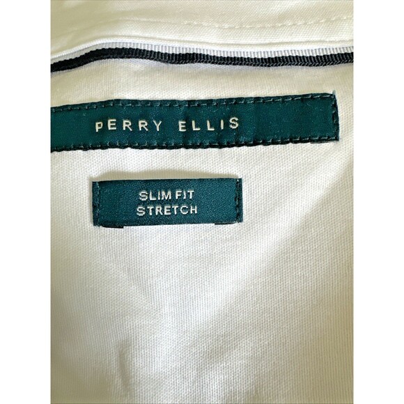 Perry Ellis Men's Slim Fit Total Stretch Cotton Button Down Shirt White 2XL - Picture 4 of 5